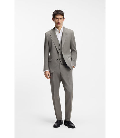 Hugo Three Piece Slim Fit Suit In Wool Blend Poplin Light Green
