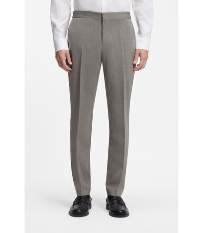Hugo Three Piece Slim Fit Suit In Wool Blend Poplin Light Green