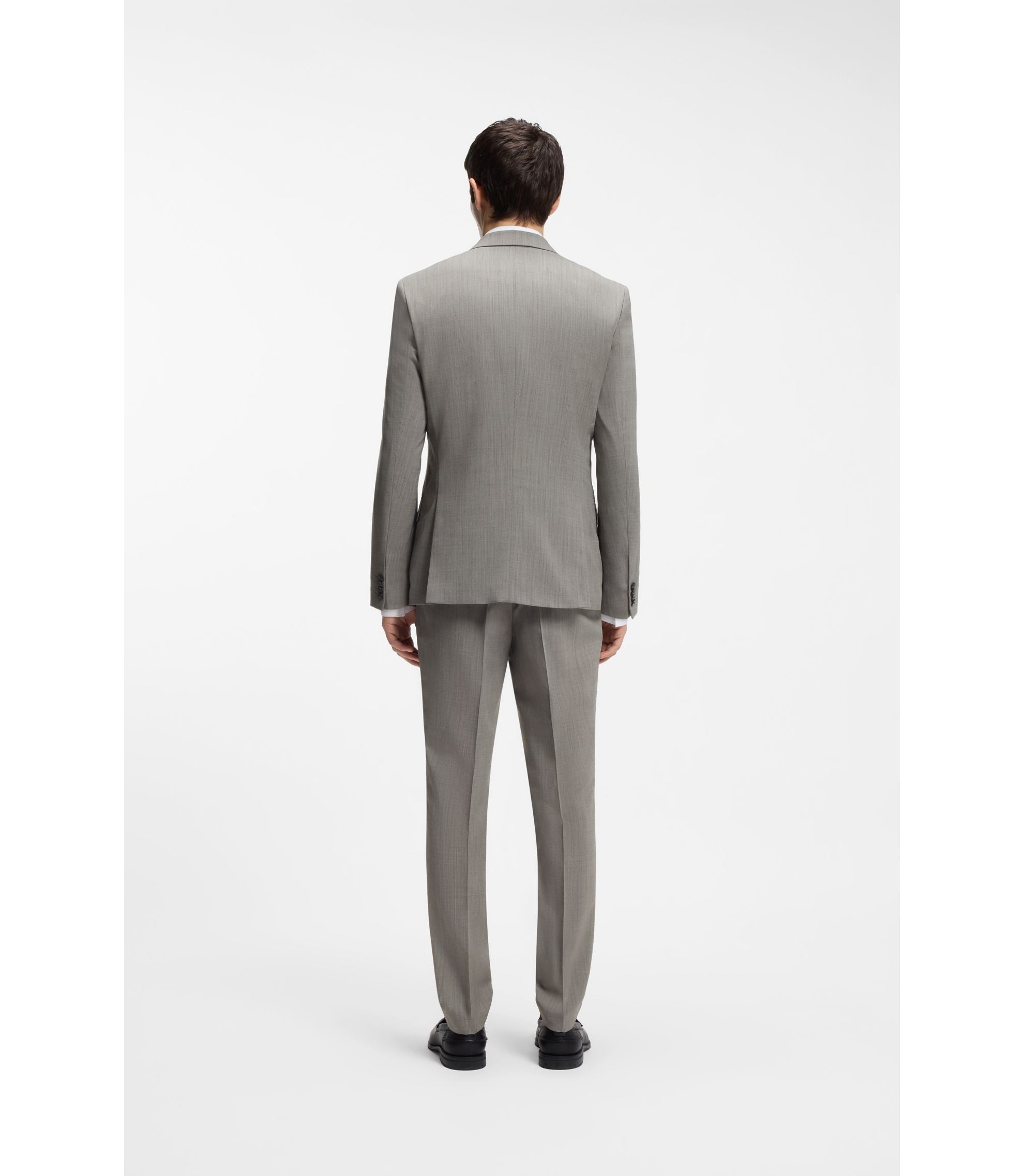 Hugo Three Piece Slim Fit Suit In Wool Blend Poplin Light Green