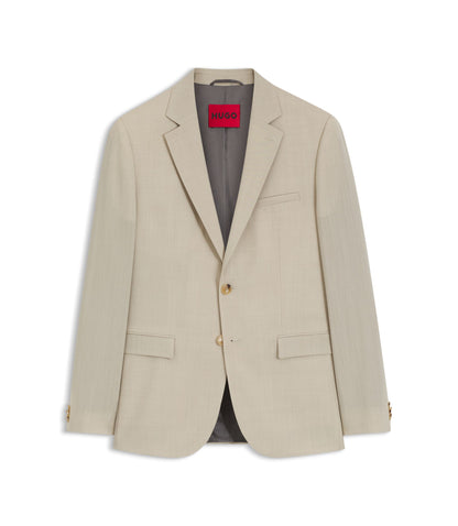 Hugo Extra Slim Fit Suit Jacket In Wool Blend Poplin Beige
