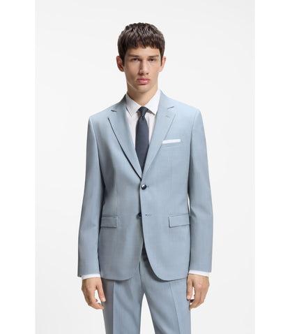 Hugo Extra Slim Fit Suit Jacket In Wool Blend Poplin Light Blue