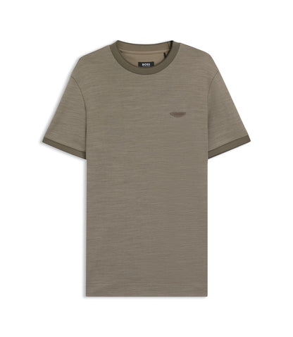 Boss X Aston Martin T Shirt In Wool Cotton Jacquard Light Grey