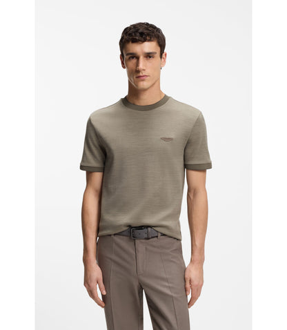 Boss X Aston Martin T Shirt In Wool Cotton Jacquard Light Grey