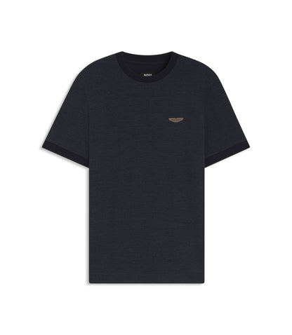 Boss X Aston Martin T Shirt In Wool Cotton Jacquard Dark Blue