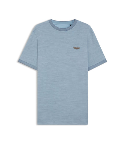 Boss X Aston Martin T Shirt In Wool Cotton Jacquard Light Blue