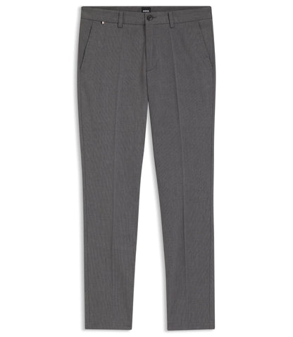 Boss Slim Fit Trousers In Stretch Cotton Dobby Black