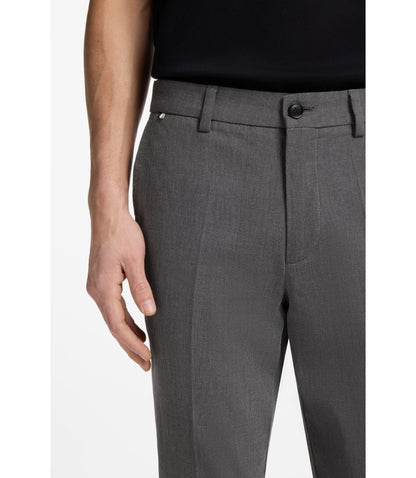 Boss Slim Fit Trousers In Stretch Cotton Dobby Black