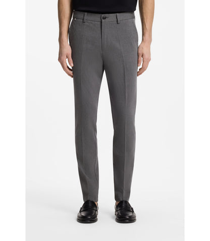 Boss Slim Fit Trousers In Stretch Cotton Dobby Black