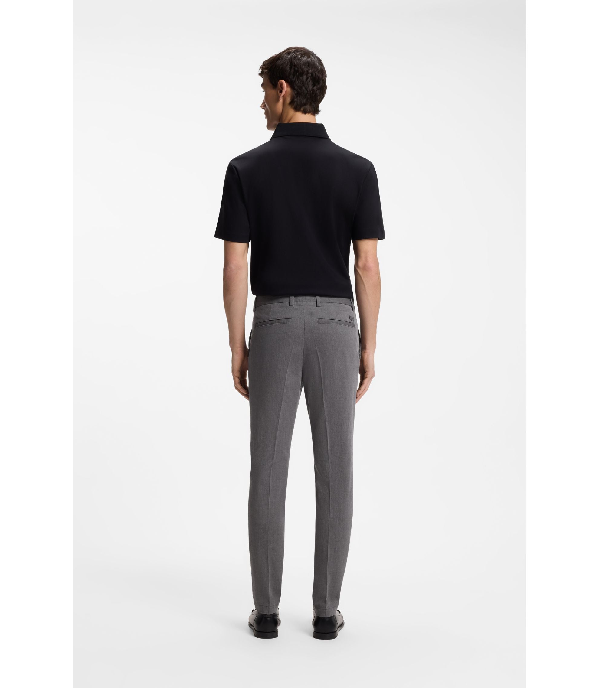 Boss Slim Fit Trousers In Stretch Cotton Dobby Black