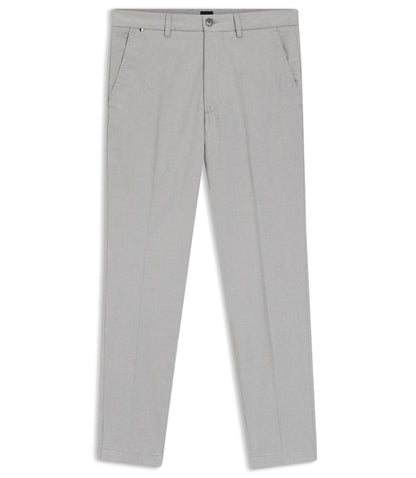 Boss Slim Fit Trousers In Stretch Cotton Dobby Silver