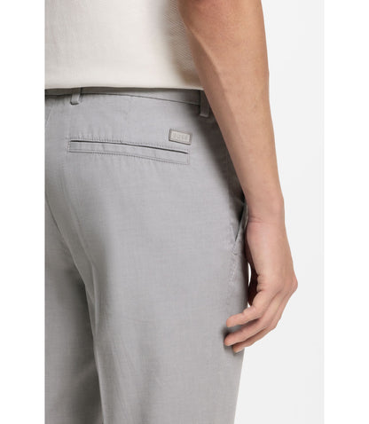 Boss Slim Fit Trousers In Stretch Cotton Dobby Silver