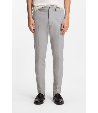Boss Slim Fit Trousers In Stretch Cotton Dobby Silver
