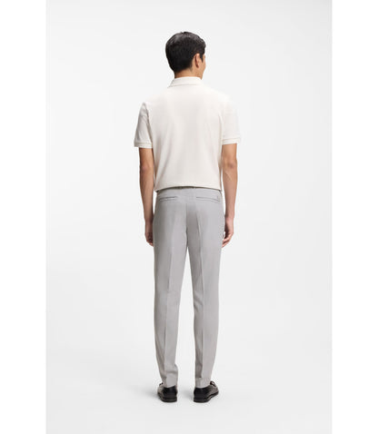 Boss Slim Fit Trousers In Stretch Cotton Dobby Silver