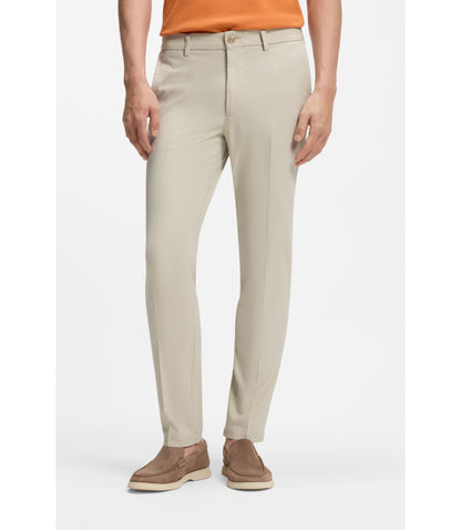 Boss Slim Fit Trousers In Stretch Cotton Dobby Light Beige