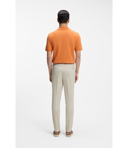 Boss Slim Fit Trousers In Stretch Cotton Dobby Light Beige
