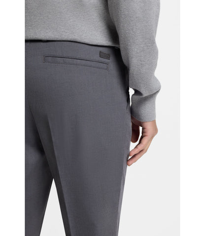 Boss Slim Fit Trousers In Stretch Cotton Dobby Dark Blue
