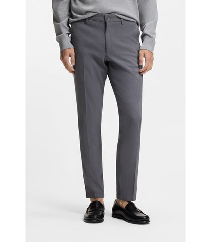 Boss Slim Fit Trousers In Stretch Cotton Dobby Dark Blue