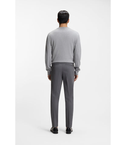 Boss Slim Fit Trousers In Stretch Cotton Dobby Dark Blue