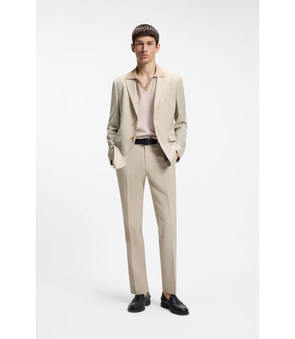 Hugo Extra Slim Fit Trousers In Wool Blend Poplin Beige