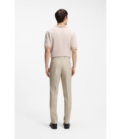 Hugo Extra Slim Fit Trousers In Wool Blend Poplin Beige
