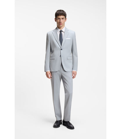 Hugo Extra Slim Fit Trousers In Wool Blend Poplin Light Blue
