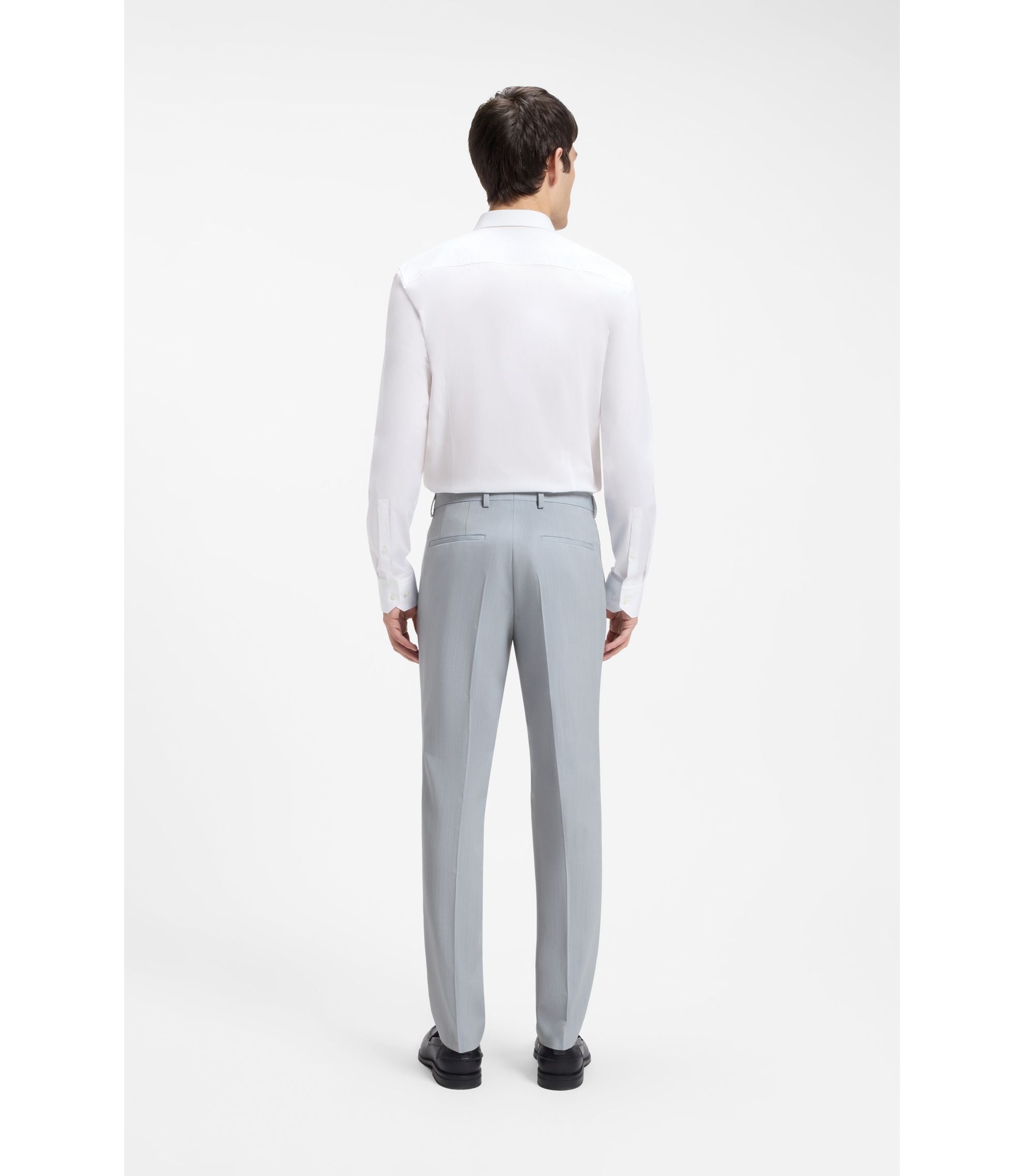 Hugo Extra Slim Fit Trousers In Wool Blend Poplin Light Blue