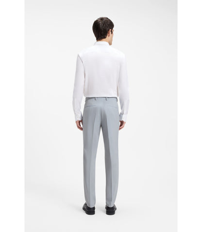 Hugo Extra Slim Fit Trousers In Wool Blend Poplin Light Blue