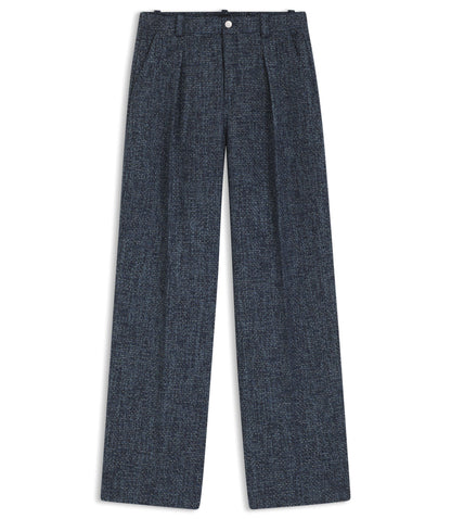 Boss Wide Leg Trousers In Stretch Tweed Patterned Women's