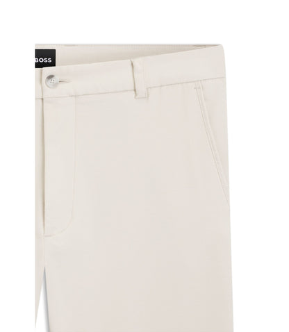 Boss Easy Iron Modern Fit Trousers In Cotton Blend Twill White