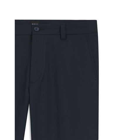 Boss Easy Iron Modern Fit Trousers In Cotton Blend Twill Dark Blue