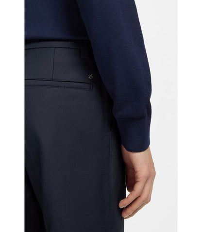 Boss Easy Iron Modern Fit Trousers In Cotton Blend Twill Dark Blue