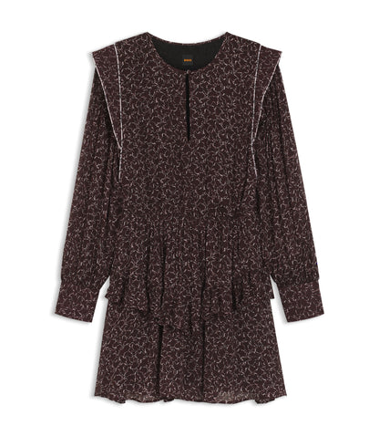 Boss Contrast Piping Mini Dress With Modern Print Patterned Women's
