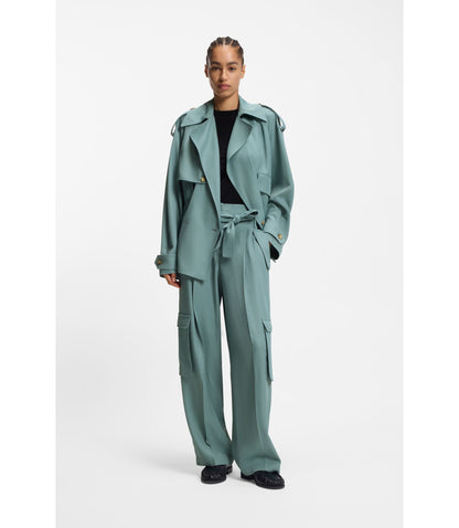 Boss Drapey Twill Jacket In A Relaxed Fit Blue Women's