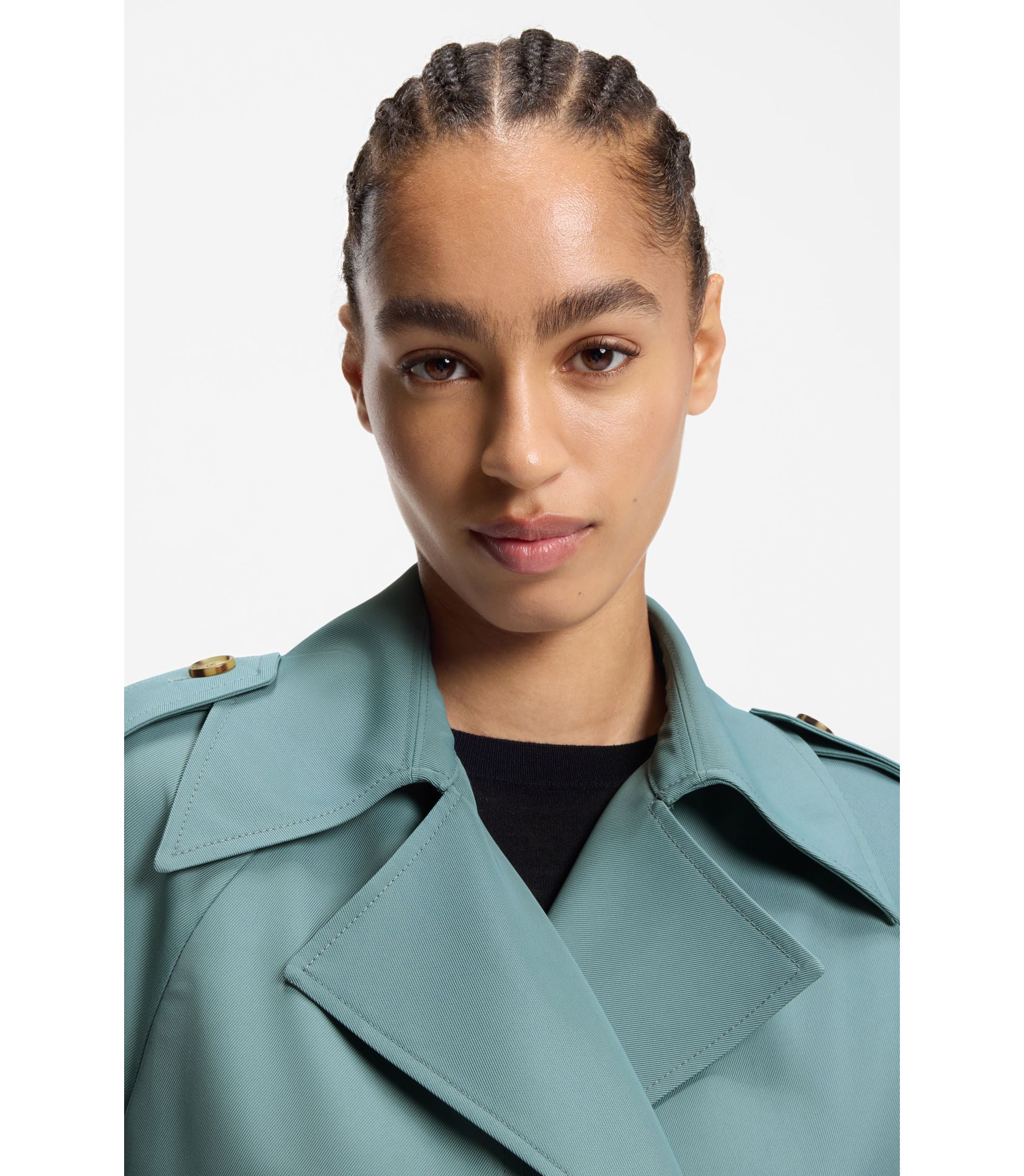 Boss Drapey Twill Jacket In A Relaxed Fit Blue Women's