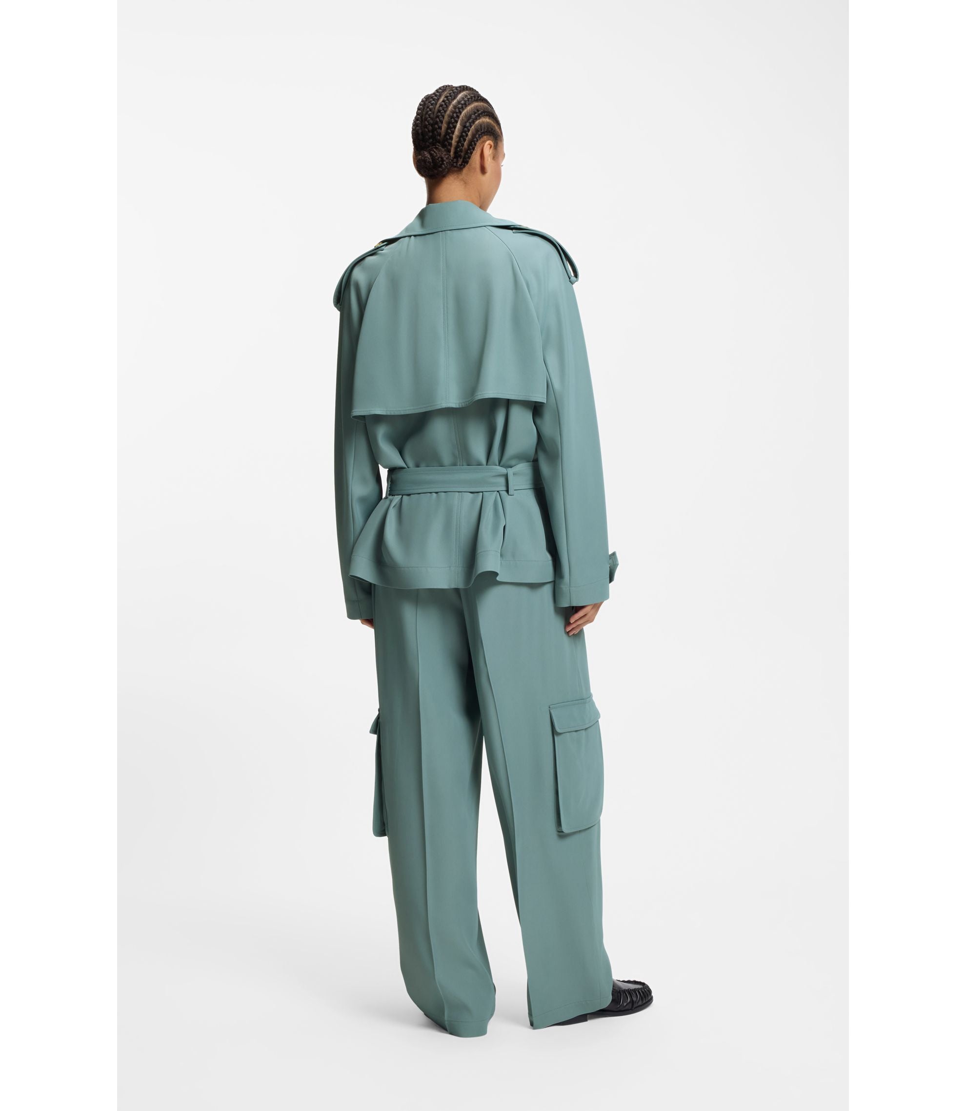 Boss Drapey Twill Jacket In A Relaxed Fit Blue Women's