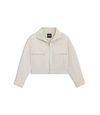 Boss Relaxed Fit Blazer In Cotton Linen Twill Patterned Women's