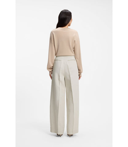 Boss Relaxed Fit Trousers In Cotton And Linen Patterned Women's