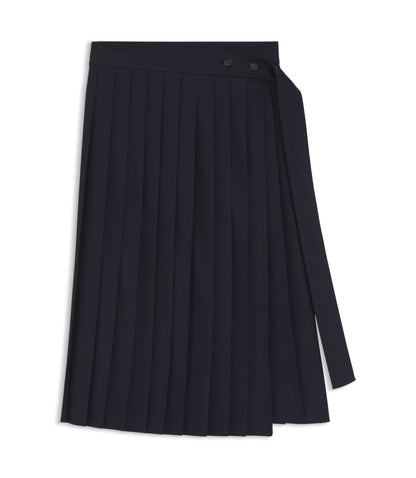 Boss Pleated Skirt In A Wool Blend Dark Blue Women's
