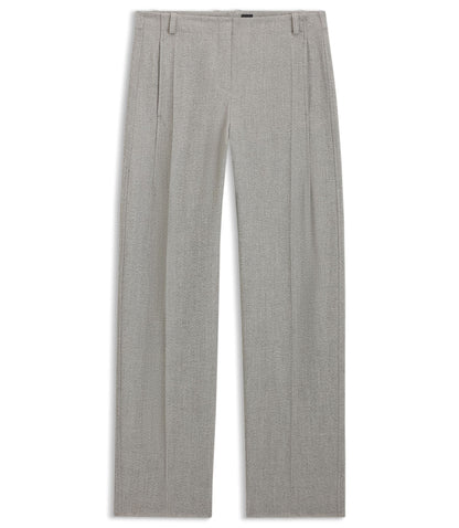 Boss Regular Fit Trousers In Sharkskin Twill Silver Women's