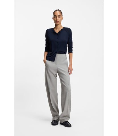 Boss Regular Fit Trousers In Sharkskin Twill Silver Women's