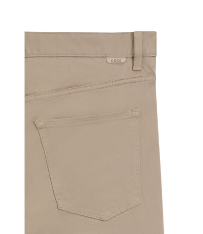 Boss Delaware Slim Fit Trousers In Fade Resistant Twill Light Brown