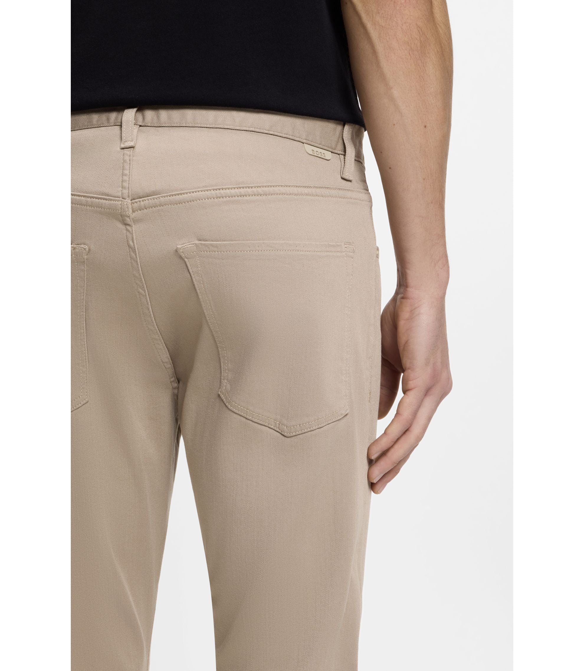 Boss Delaware Slim Fit Trousers In Fade Resistant Twill Light Brown