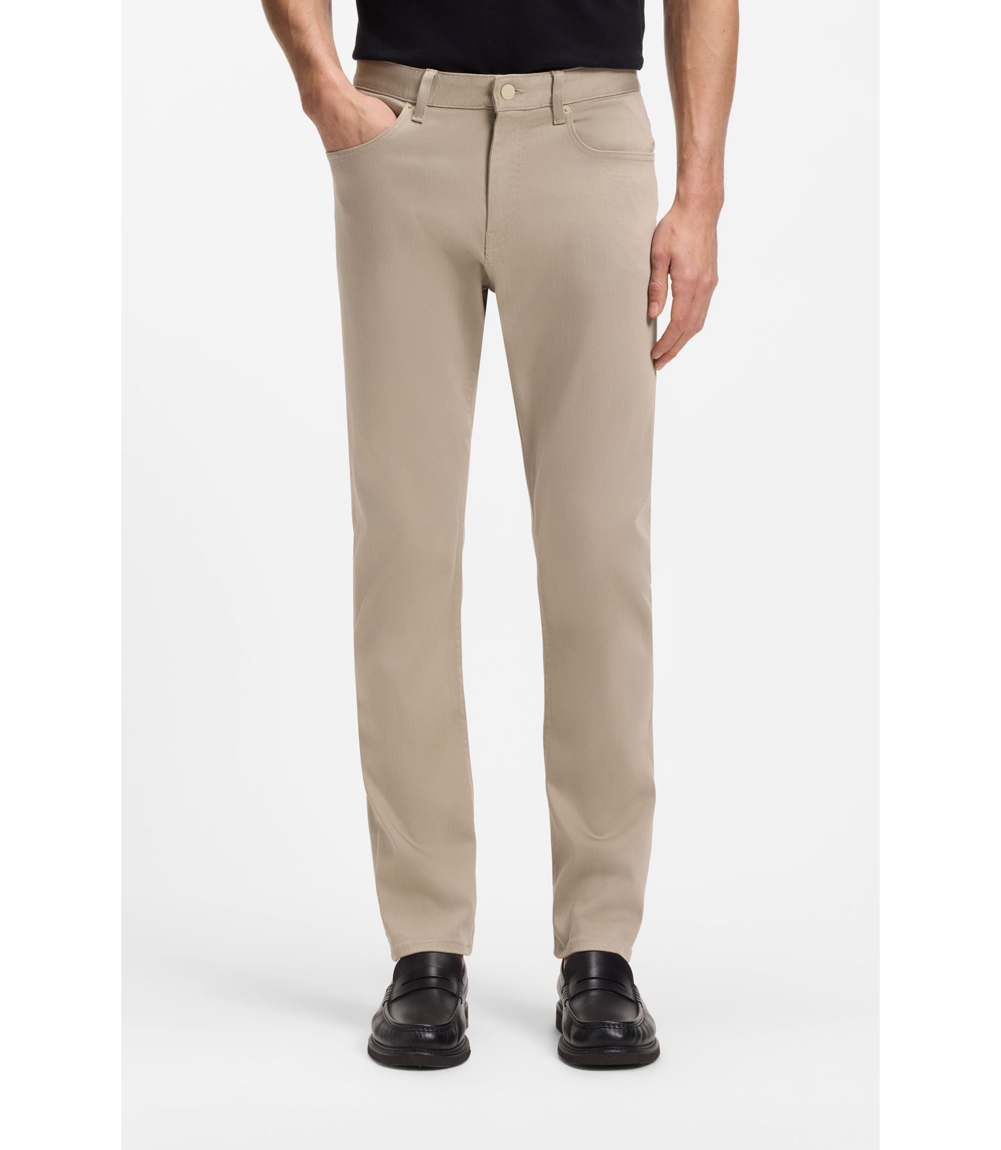 Boss Delaware Slim Fit Trousers In Fade Resistant Twill Light Brown
