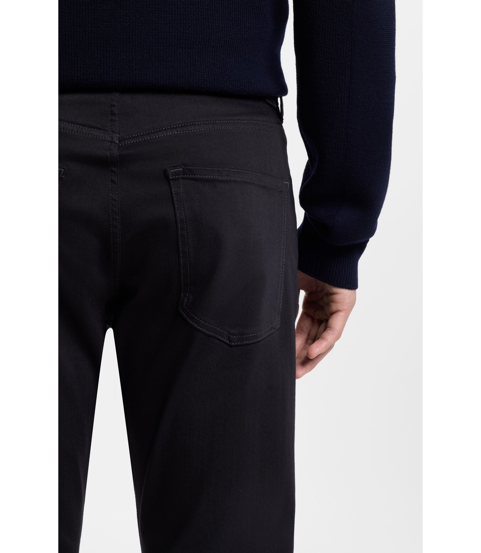 Boss Delaware Slim Fit Trousers In Fade Resistant Twill Dark Blue