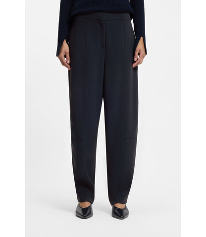 Boss Relaxed Fit Trousers In Wrinkle Resistant Crepe Dark Blue Women's