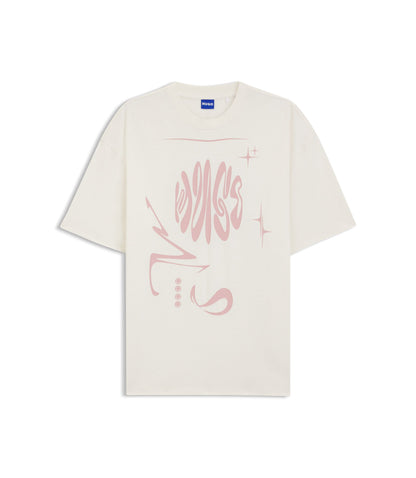 Hugo Logo Artwork T Shirt In Cotton Jersey White Women's