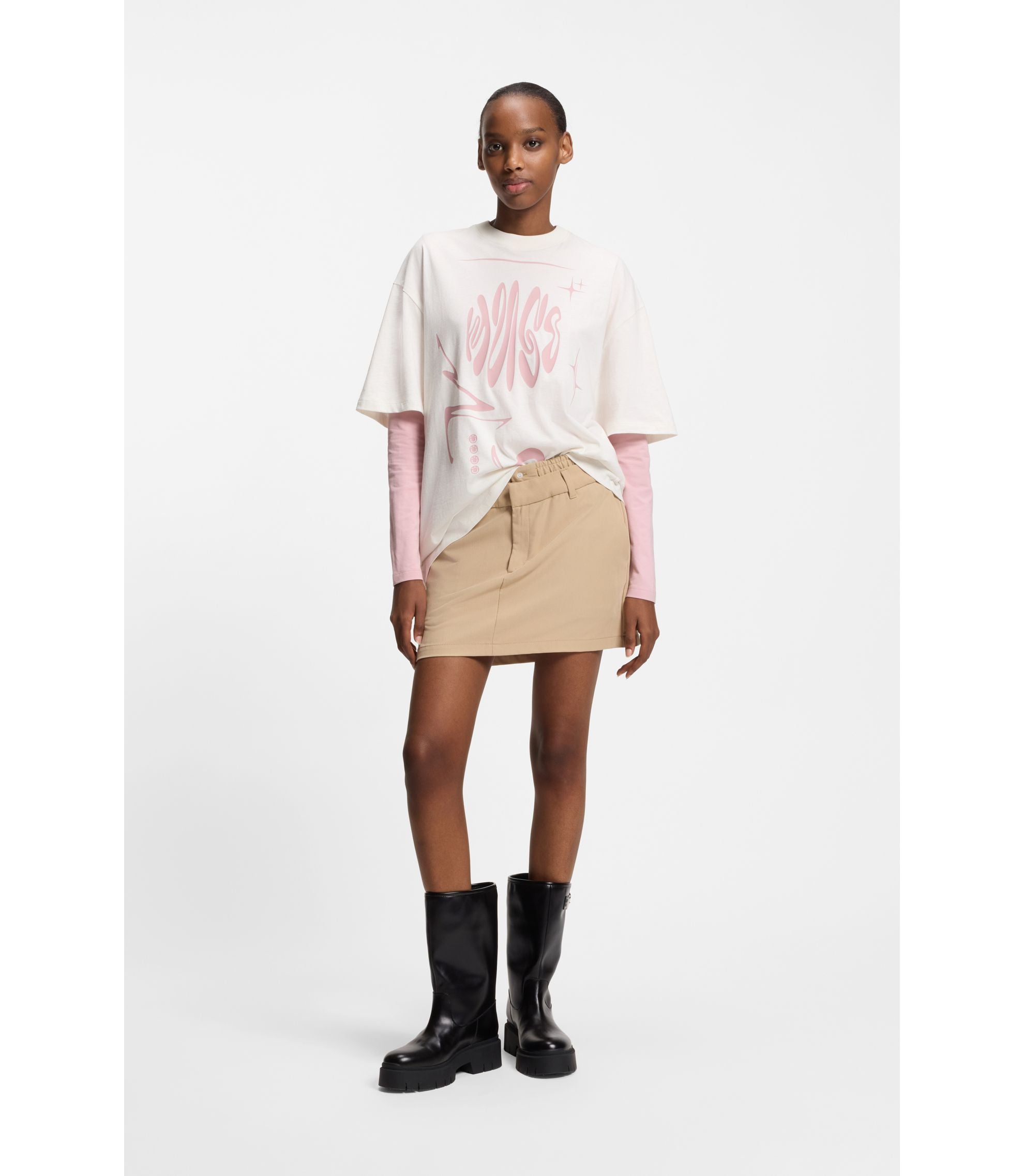 Hugo Logo Artwork T Shirt In Cotton Jersey White Women's
