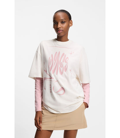 Hugo Logo Artwork T Shirt In Cotton Jersey White Women's