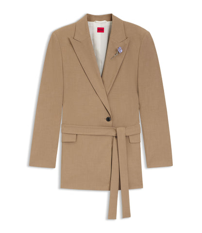 Hugo Regular Fit Blazer In Stretch Melange Fabric Patterned Women's