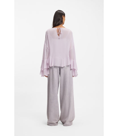 Boss Relaxed Fit Blouse In Seersucker Light Purple Women's
